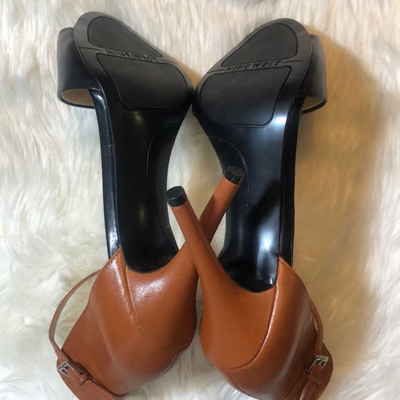 Nine West Acre Leather Black/Brown Heels 7.5M - Picture 13 of 14